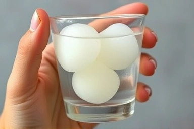 Konjac jelly expanding in water for fullness