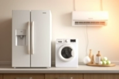 High-efficiency appliances saving energy and money in a modern kitchen.