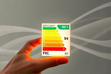 Symbol of energy efficiency grade 1 for smart home appliance choices.