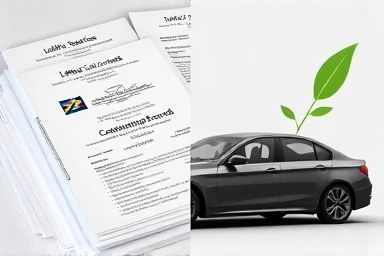 Car insurance documents, financial growth, savings symbol