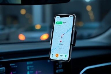 Sleek car wireless charger mount with navigation on phone