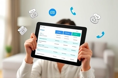 Comparing mobile plans on tablet, smart budgeting and savings
