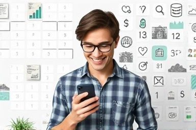 Person happily managing mobile expenses with ease.