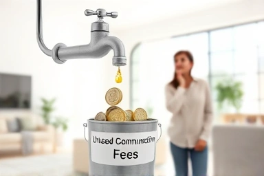 Leaky faucet, dripping coins, unused fees, financial relief, money management.