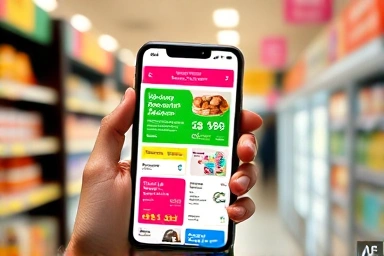 Smartphone app showing convenience store sale promotions and discounts