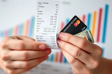 Close-up of credit cards and receipts for tax deduction planning.