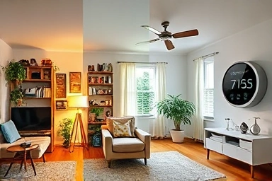 Energy efficiency comparison: inefficient vs smart home