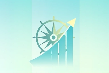 Financial growth and strategic direction with a compass.