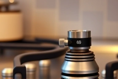 Modern kitchen stove with gas timer for safety.