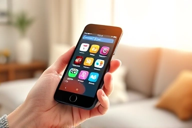 Smartphone displaying budgeting apps, personal finance management.