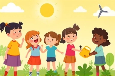 Children learning energy saving through fun activities