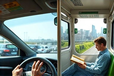 Stress-free public transport vs car traffic jam