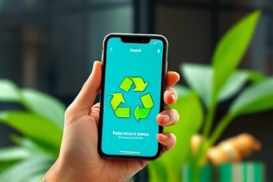 Smartphone app for earning points from recycling, symbolizing savings and eco-friendliness.