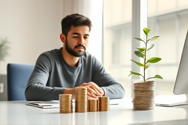 Calm financial organization, saving money, personal growth, empowerment.