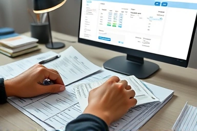 Organizing financial documents for tax season.