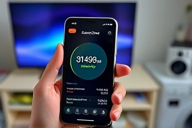 Smartphone app monitoring electricity usage from smart plug.