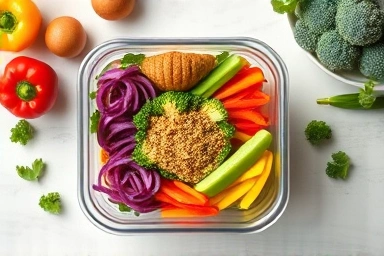 Healthy meal prep lunchbox with fresh ingredients
