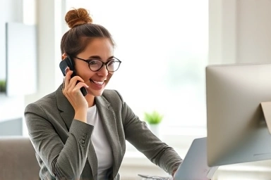 Tax consultant helping caller on the phone.