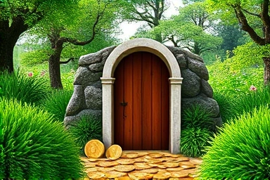 Hidden trapdoor in a garden representing telecom free trial danger