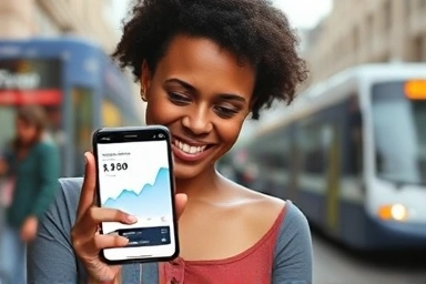 Person achieving transportation cost savings with app.