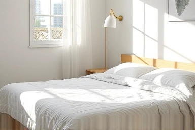 Peaceful bedroom sanctuary with healthy, clean bedding