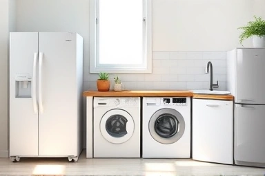Well-maintained home appliances in a clean, spacious kitchen.