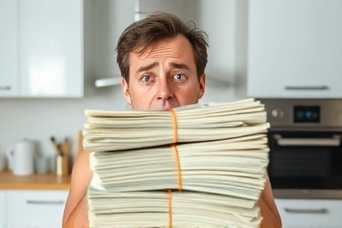 Worried person facing unexpected appliance rental fees