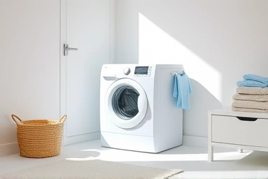 Modern baby washing machine in a clean nursery setting.