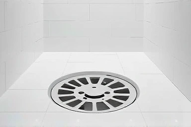 Modern bathroom drain, clean and odor-free.