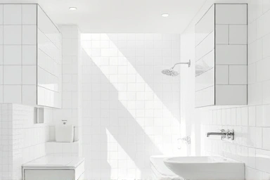 Sparkling clean bathroom after deep cleaning.