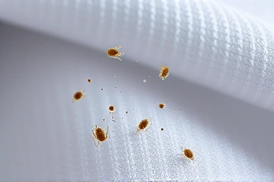 Microscopic view of dust mites and particles being removed from fabric