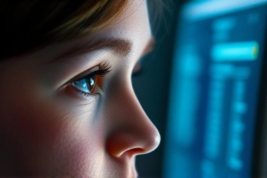 Eyes viewing screen with gentle light from BenQ screen bar