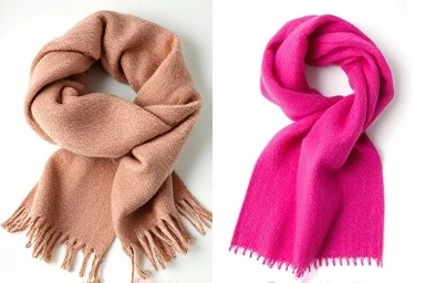 Before and after of a scarf after using a fabric shaver.