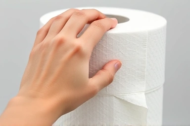 Close-up of soft, premium multi-layered toilet paper texture.