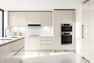 Modern minimalist kitchen with integrated appliances