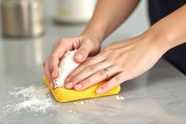Natural cleaning products and mindful wiping for a calm home environment.