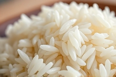 Perfectly cooked, fluffy rice grains in a bowl.