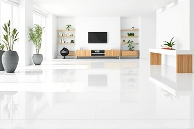 Clean vinyl flooring reflecting soft sunlight.