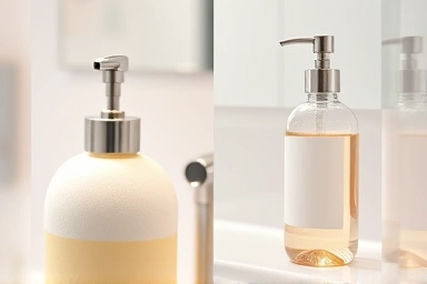 Foam vs liquid hand soap dispensers in a modern bathroom