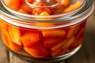 Close-up of Glasslock container with fresh kimchi, highlighting seal.