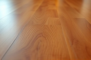 Polished hardwood floor with subtle sheen, showcasing texture and grain.