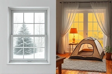 Heating tent vs. drafts: energy saving comparison