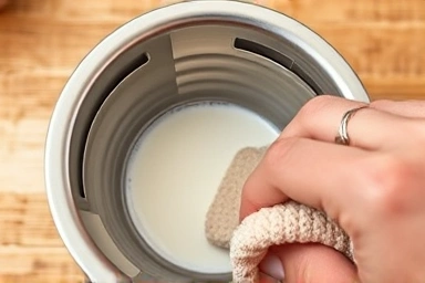 Easy-to-clean stainless steel interior of a soy milk maker.