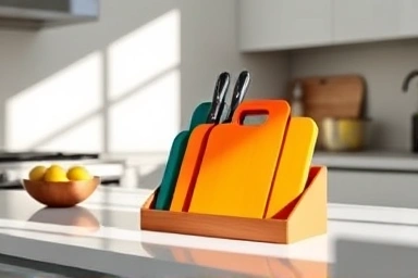 Joseph Joseph Index chopping board set in a modern kitchen.