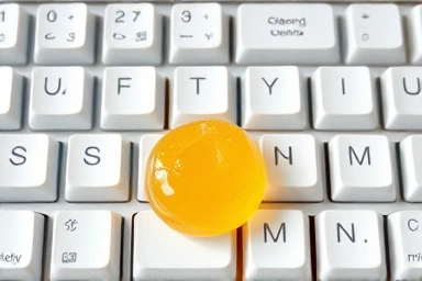 Clean keyboard with jelly cleaner removing dust