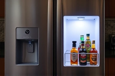 Modern LG Objet refrigerator with minor usability challenges.