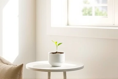 Compact indoor plant cultivator bringing nature and peace to a living room.