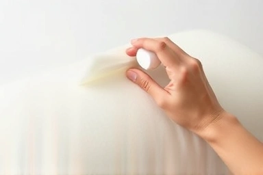 Gentle stain removal on pillow cover.