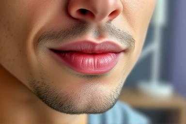 Healthy male lips with subtle natural color and moisture