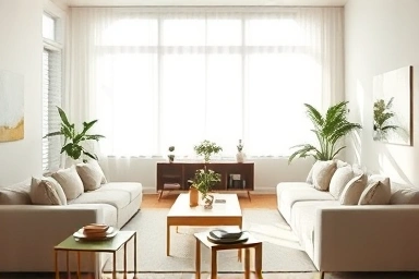 Minimalist living room symbolizing decluttering and peace.